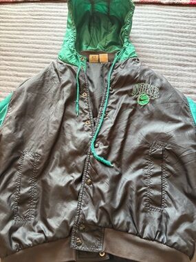 Nike Gray and Green Hooded Bomber Jacket